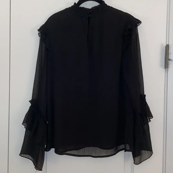 Bobeau Ruffle Sleeve Blouse - Size Small - Color Black - Picture 6 of 6